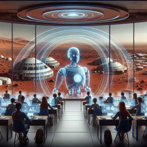 Futuristic Classroom in Mars Colony